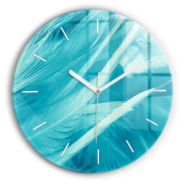 Round glass wall clock Green turquoise vintage