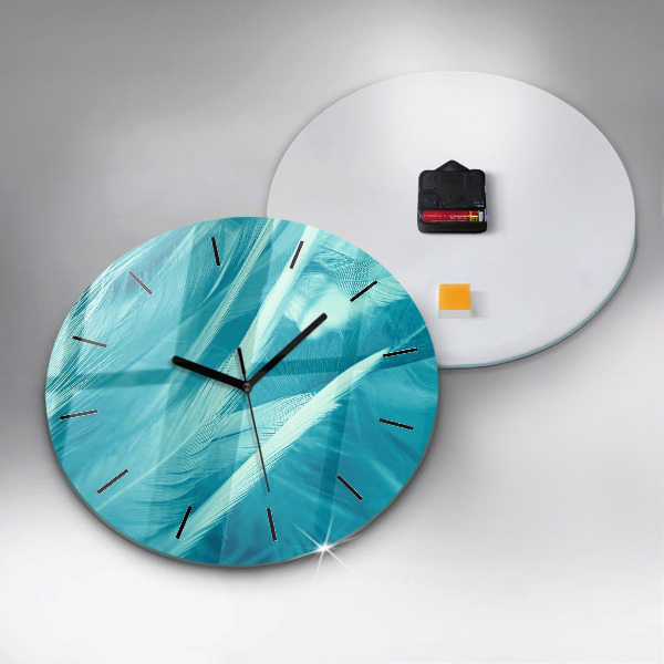 Round glass wall clock Green turquoise vintage