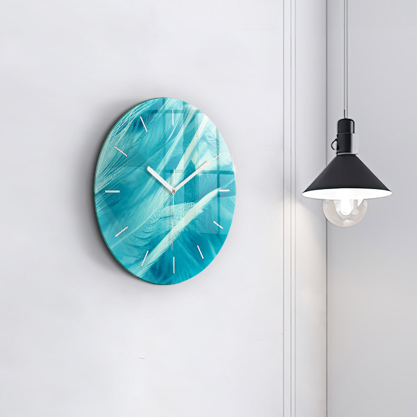 Round glass wall clock Green turquoise vintage