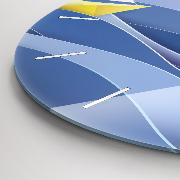 Round glass wall clock Origami colorful sailboats