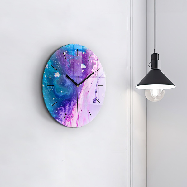 Round glass wall clock Colorful background