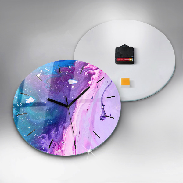 Round glass wall clock Colorful background