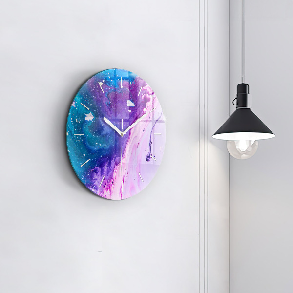 Round glass wall clock Colorful background