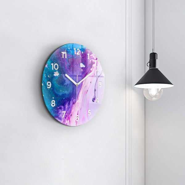 Round glass wall clock Colorful background