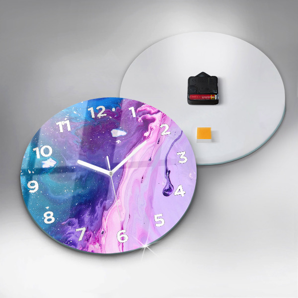 Round glass wall clock Colorful background