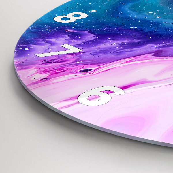 Round glass wall clock Colorful background