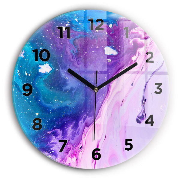 Round glass wall clock Colorful background