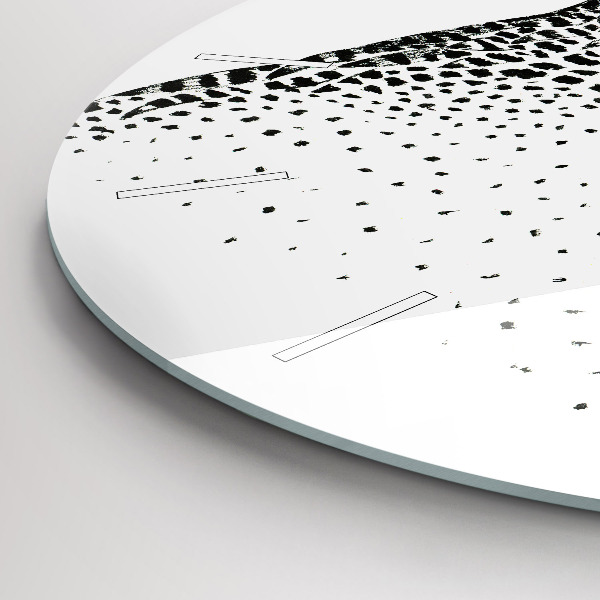 Round glass wall clock Drawn owl with glasses