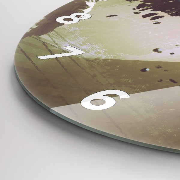 Round glass wall clock Robot vs Samurai Fight