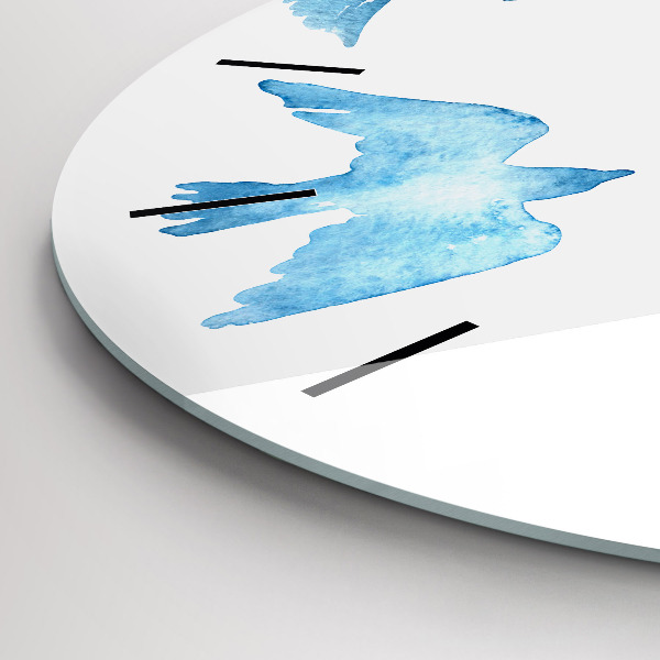 Round glass wall clock Flying blue birds