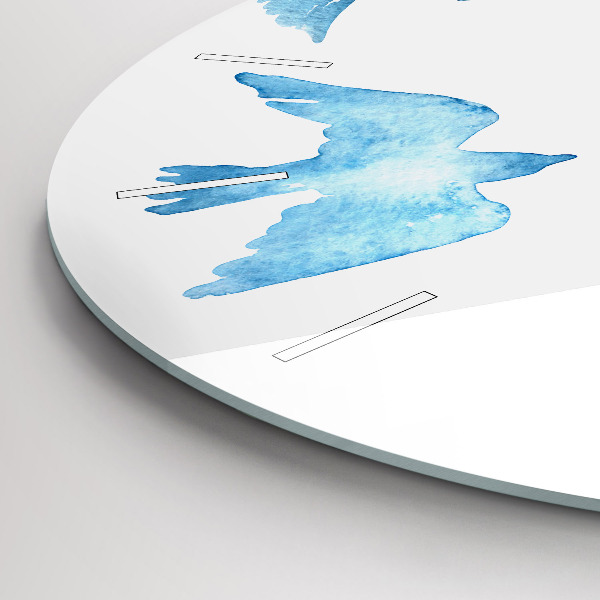 Round glass wall clock Flying blue birds