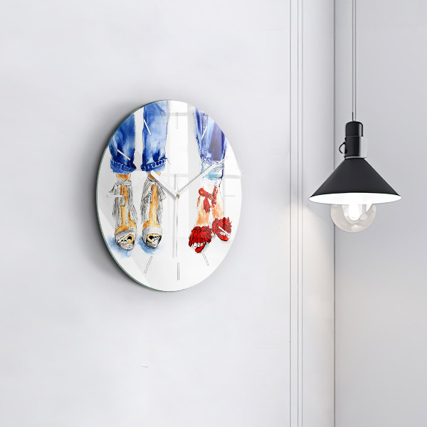 Round glass wall clock Women's High Heels