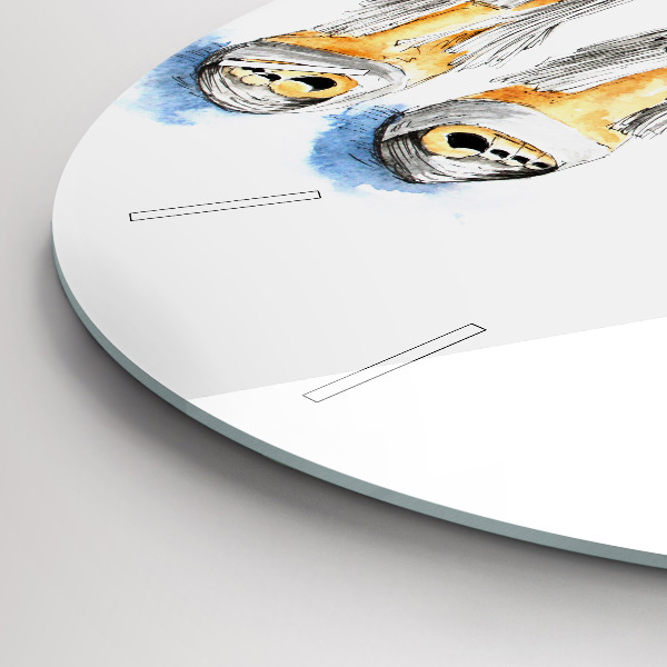 Round glass wall clock Women's High Heels