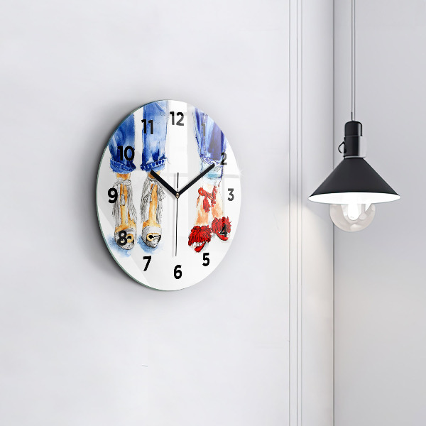 Round glass wall clock Women's High Heels