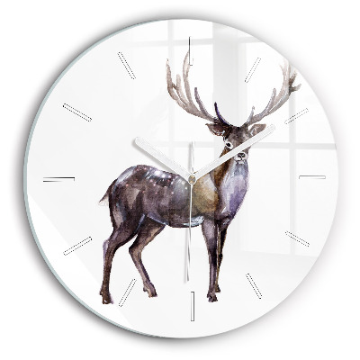 Round glass wall clock Deer king of the wilderness