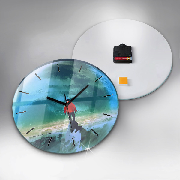 Round glass wall clock Man in the moon