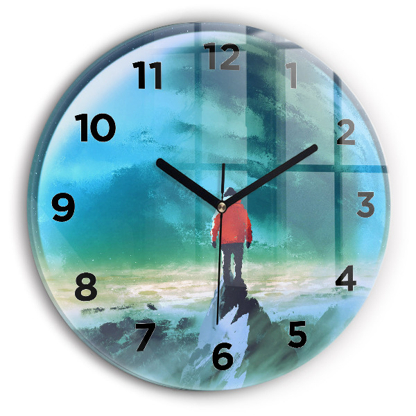 Round glass wall clock Man in the moon