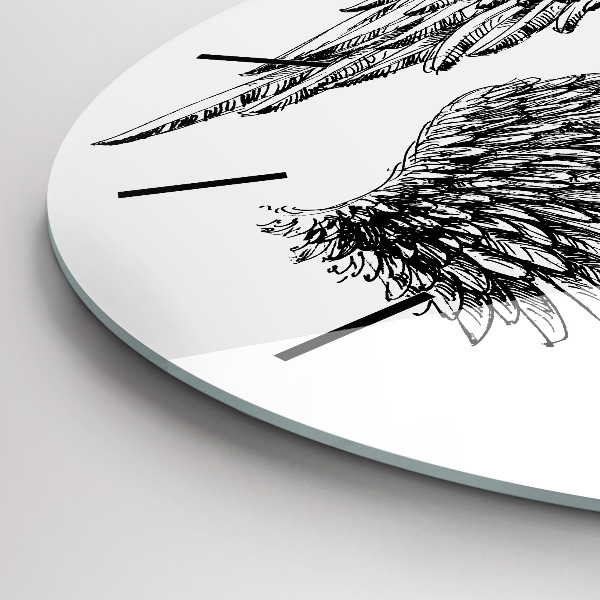 Round glass wall clock Angel wings