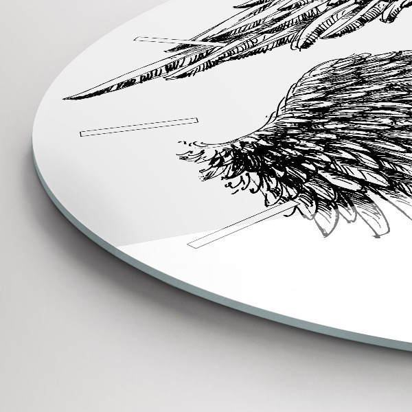 Round glass wall clock Angel wings