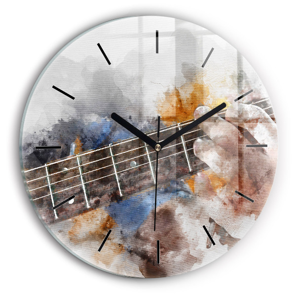 Round glass wall clock Guitar Graphics