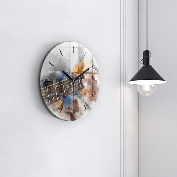 Round glass wall clock Guitar Graphics