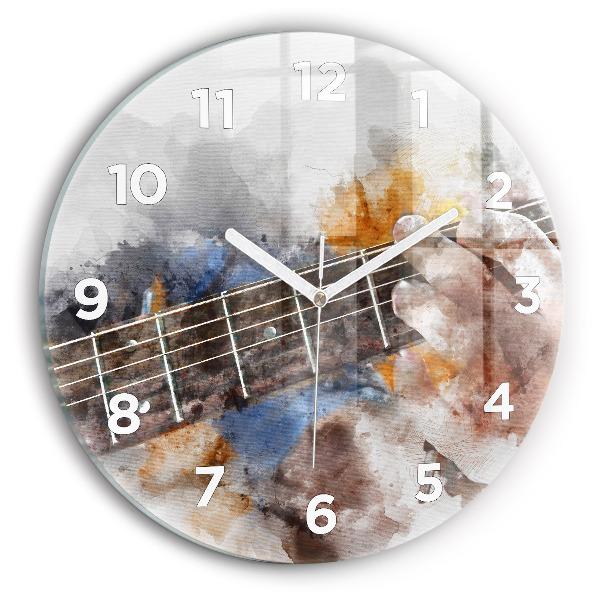 Round glass wall clock Guitar Graphics
