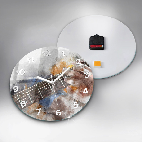 Round glass wall clock Guitar Graphics