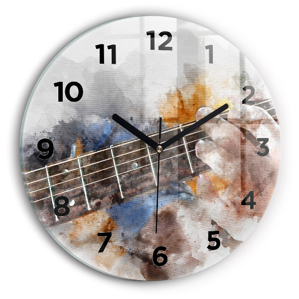 Round glass wall clock Guitar Graphics