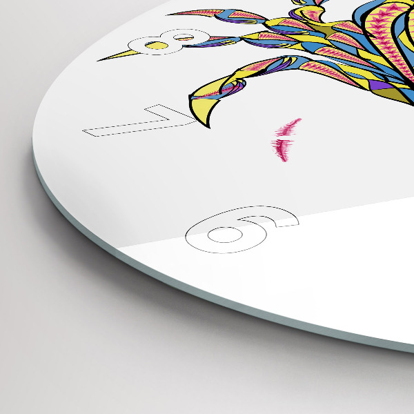 Round glass wall clock Ethnic crab