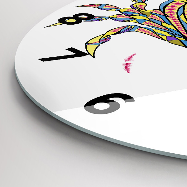 Round glass wall clock Ethnic crab