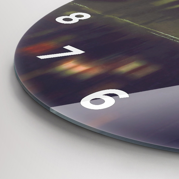 Round glass wall clock People with umbrellas