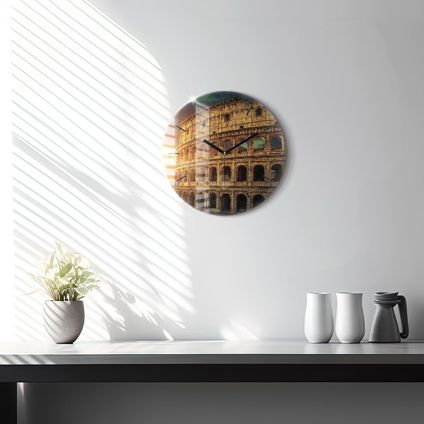 Round glass wall clock Roman Colosseum