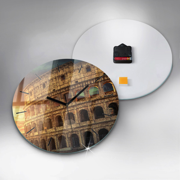 Round glass wall clock Roman Colosseum