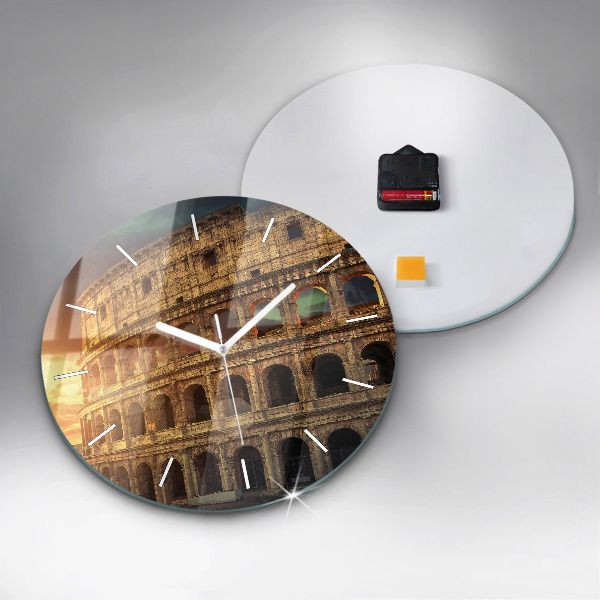 Round glass wall clock Roman Colosseum