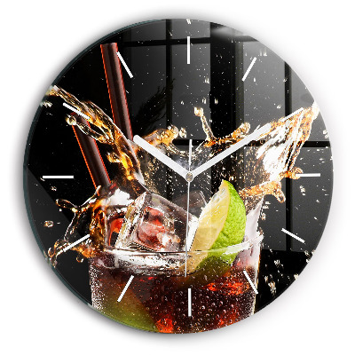 Round glass wall clock Drink with ice