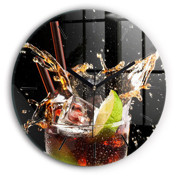Round glass wall clock Drink with ice