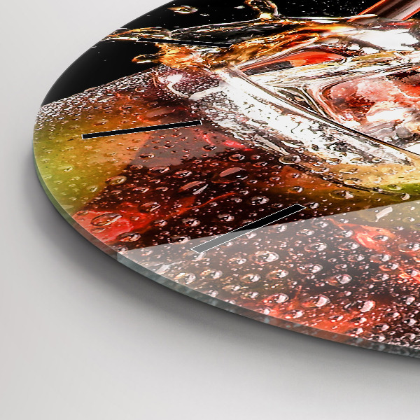Round glass wall clock Drink with ice