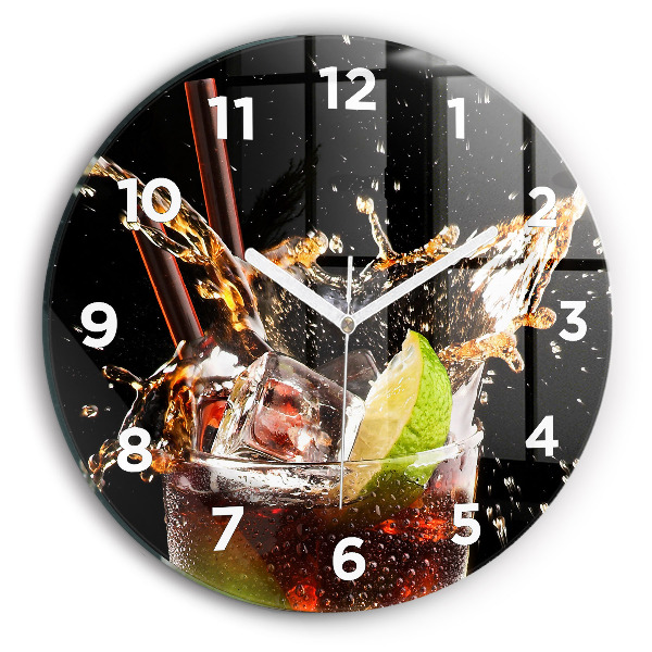 Round glass wall clock Drink with ice