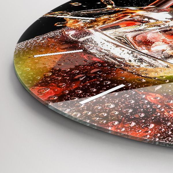 Round glass wall clock Drink with ice