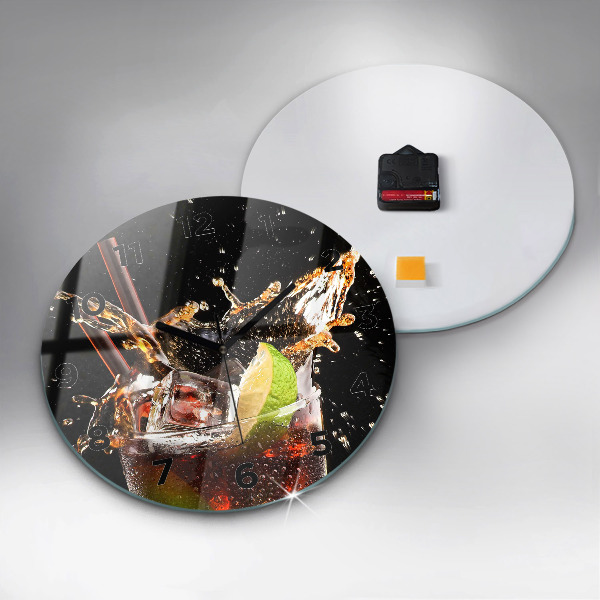 Round glass wall clock Drink with ice