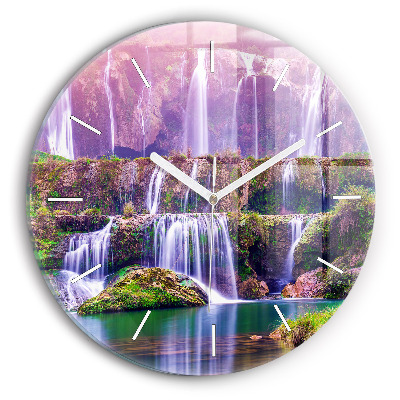 Round glass wall clock Jiulong Waterfall China