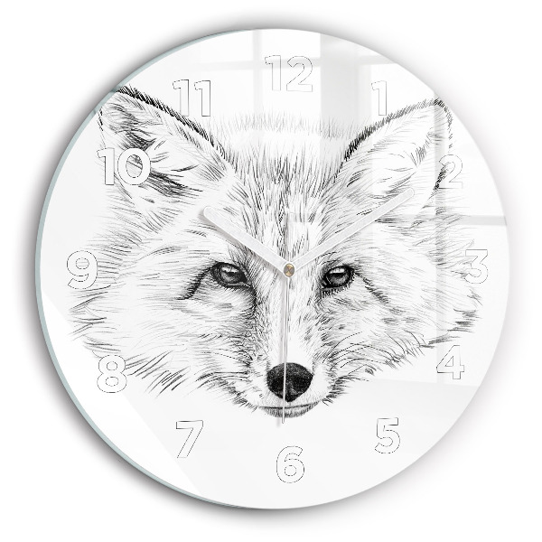 Round glass wall clock Graphic fox head