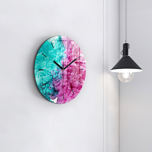Round glass wall clock Modern art - spots