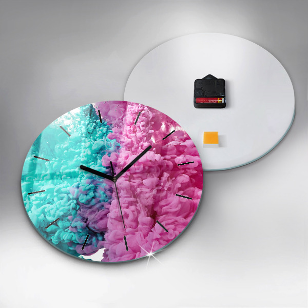 Round glass wall clock Modern art - spots
