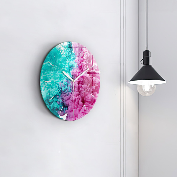 Round glass wall clock Modern art - spots