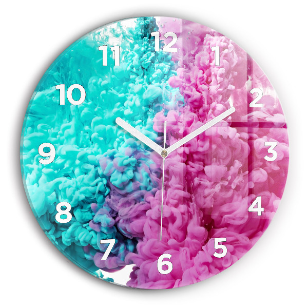 Round glass wall clock Modern art - spots