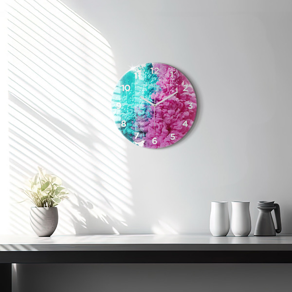 Round glass wall clock Modern art - spots