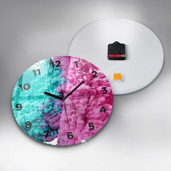 Round glass wall clock Modern art - spots