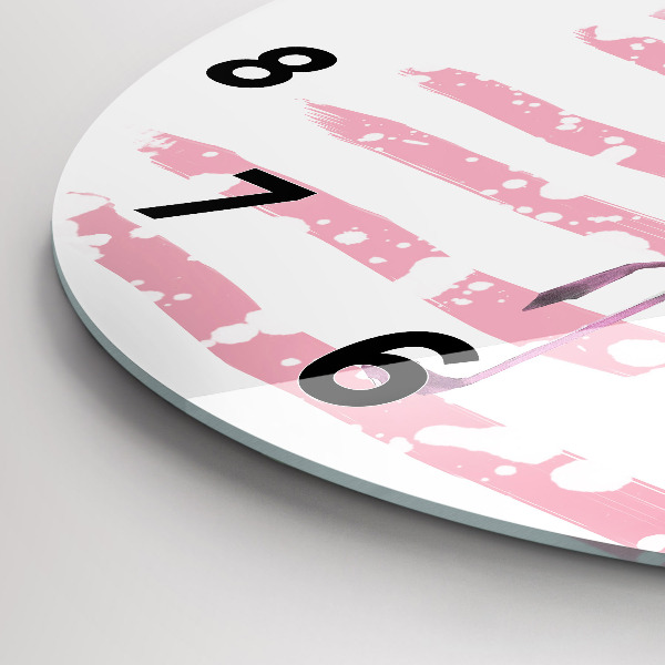 Round glass wall clock Flamingo Graphic