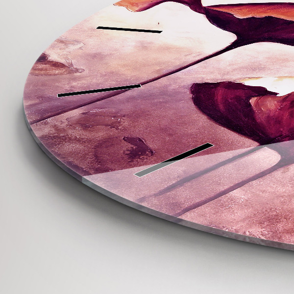 Round glass wall clock Blooming poppies